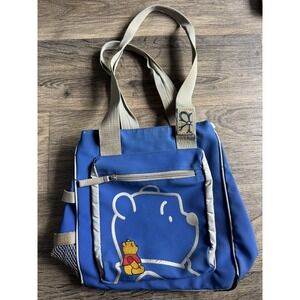Vintage POOH Winnie The Pooh Blue Zipper Tote Bag
